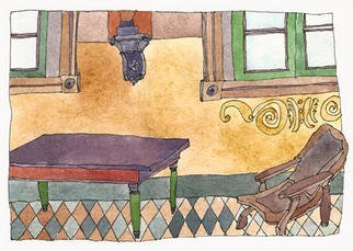 Keith Wilson; LoggiaLucca, 2003, Original Printmaking Giclee, 17 x 12 inches. Artwork description: 241 The hot August afternoon at a villa outside of Lucca was intended to be enjoyed by resting in this lounge chair. ...