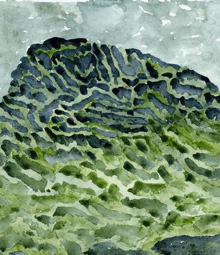 Keith Wilson; Sugarloaf, 2003, Original Printmaking Giclee, 19 x 19 inches. Artwork description: 241 Sugarloaf Mountain is viewed from the gardens of the Powerscourt Castle in County Wicklow, Ireland. The energy and strength of this treeless granite peak is rendered with a Chinese brush using watercolor mixed with sumi ink. ...