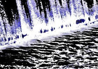 Ken Lerner; Cascading Water 100c11b, 2022, Original Photography Color, 40 x 28.3 inches. Artwork description: 241 Cascading Water 100c11b is an abstract of the water cascading over the edge of a fountain pool on 6th Ave in NYC at night. This is a limited edition print number 1 of 3- signed, numbered, and dated upon purchase...