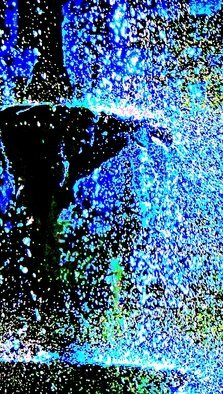 Ken Lerner; Fountain 1000a2, 2021, Original Photography Color, 17 x 30 inches. Artwork description: 241 Fountain 1000a2 is an abstraction of water splashing from a fountain in Madison Park, NYC.  There are several versions of the main image, Fountain 1000, each limited to 3 prints for each version.  In this version, 1000a2, I have rendered the splashing water in two colors, the ...