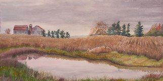 Debbie Homewood; Pond Magic , 2007, Original Watercolor, 22 x 15 inches. Artwork description: 241  This century farm's barn and silo are a wonderful site nestled in the background against a field of grain and a good old- fashioned pond or watering hole. ...