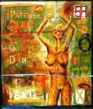 Eric Garingalao; Falling Angel, 2003, Original Painting Oil, 48 x 56 inches. Artwork description: 241 oil, paper, canvas- - - - colonization, exploitation, espionage, drugs, prostitution. ...