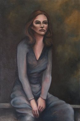 Kyle Foster, 'Woman Posing In Blue Dress', 2008, original Painting Oil, 24 x 36  x 1 inches. 