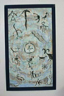 Kichung Lizee, 'Petroglyph Series 1', 2010, original Mixed Media, 36 x 62  inches. Artwork description: 3495 American South Western Petroglyph with Tibetan prayers ...