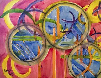 Kimmie Hamm; Abstract Windows Through Time, 2018, Original Watercolor, 18 x 24 inches. 