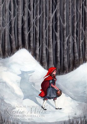 Kirstin Mills; Wolf Within, 2010, Original Watercolor, 11.5 x 16.5 inches. Artwork description: 241 A gothic reimagining of the Little Red Riding Hood fairy tale by Kirstin Mills. ...