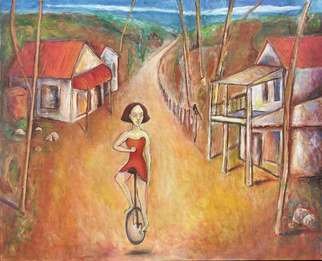 Karl James; She Got Wheels, 2005, Original Painting Oil, 100 x 75 cm. Artwork description: 241 a depiction of a remote australian country town depicting the idea that even hesre the need for teenagers to have transport is essential ...