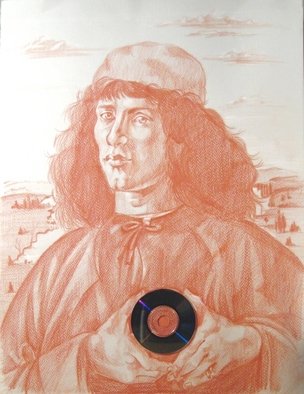 Yulia Korneva; Renaissance 20, 2012, Original Drawing Other, 50 x 70 cm. Artwork description: 241  portrait, botticelli, cd, disc, drawing ...