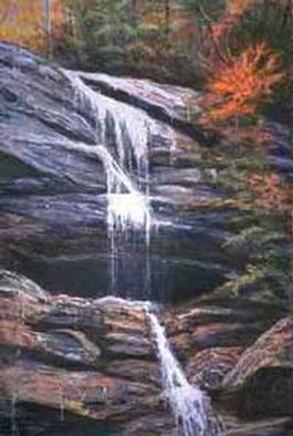 Kay Ridge; High Country Falls, 2002, Original Printmaking Giclee, 17 x 30 inches. Artwork description: 241 Wonderful waterfalls. Could be made for you on heavy watercolor type paper or on canvas....