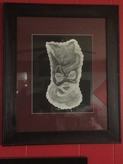 Kristin  Garrow; Spirit Of Catwoman, 2016, Original Drawing Graphite, 20 x 24 inches. Artwork description: 241 Original catwoman wrapped by a cat spirit take a look in those eyes and just get lost.  Matted and framed...