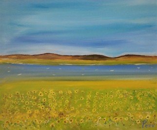 Krum Peev; Sunflowers, 2021, Original Painting Oil, 60 x 50 cm. Artwork description: 241 Oil on canvas paint with fingers. Original painting create 2021...