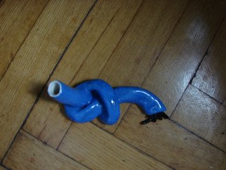 Krylova Aglaya; Blue Knot, 2007, Original Ceramics Handbuilt, 21 x 11 cm. Artwork description: 241  A piece of blue cable tied as a knot, transposed into ceramics ...