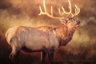 Krystii Melaine; Monarch Of Autumn, 2007, Original Painting Oil, 36 x 24 inches. Artwork description: 241  A bull elk bugles in the golden light of a September evening. ...