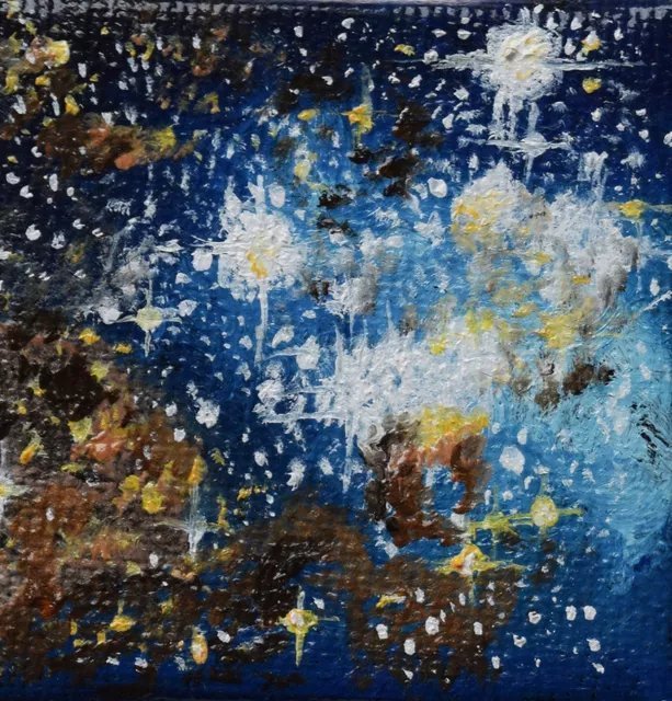 Claudia Luethi Alias Abdelghafar, 'Blue Heaven With Stars', 2012, original Painting, 5 x 5  x 1 cm. Artwork description: 1758 Miniature oilpainting on canvas from a heaven with stars blue. The small but nice oilpaintings from the stars. When I saw this little canvas in an art shop in Switzerland I wanted them. I bought them wondering what I could paint on this little canvas but not ...