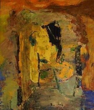 Kyriakos Frantzeskos; Untitled, 2017, Original Mixed Media, 200 x 170 cm. Artwork description: 241 textile, yellow, burnt forests...