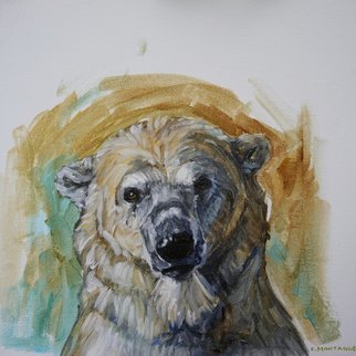 Christine Montague; Polar Bear Portrait Study 1, 2015, Original Painting Oil, 12 x 12 inches. Artwork description: 241 beautiful polar bear face study in oil.  He almost looks wistful, doesn t he ...