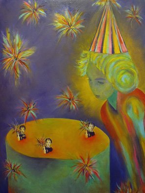 Lara Ghelerter; Sparkler Girl, 2015, Original Painting Other, 18 x 24 inches. Artwork description: 241  Painting, Collage, Mixed Media, Postmodernism, Modern, Party, Celebration, Birthday, Sparkler, Fireworks, Colorful, Acrylic, Oil, Color Pencil and Paper Collage, Canvas, ...