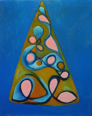 Lara Ghelerter; Party Time Or Bl Pk, 2017, Original Painting Oil, 1 x 14 inches. Artwork description: 241 Oil on Canvas. Painting that uses the form of the Party Hat to explore color and shape. Evoking celebratory feelings and garishness....
