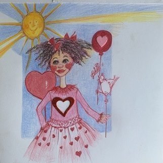 Luise Andersen; 2020 Valentines Day Card 1, 2020, Original Drawing Pencil, 12 x 12 inches. Artwork description: 241 February 7,2020- . .  started first Valentines Day ArtCard c.  is for a little girl, named aEUR~AnastasiaaEURtm. .  mainly focus on the love. .  e . .  happy feel. .  colors . ...