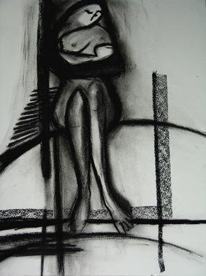 Luise Andersen, 'And My Cradle Rocks', 2005, original Drawing Charcoal, 15 x 20  inches. Artwork description: 70815 . . . . . . . . . . Cradle Rocks. . .  and rocks. . .  notice the opaque darkness in the arms. . .  the intense holding. . so' it' will not fall. . the want to secure the vulnerable from any hurt. . Legs up. . same feeling. . yet almost up in the air. . .   The lines. . . .  symbolical. . .  Strength within its statement of vulnerabilty   ...