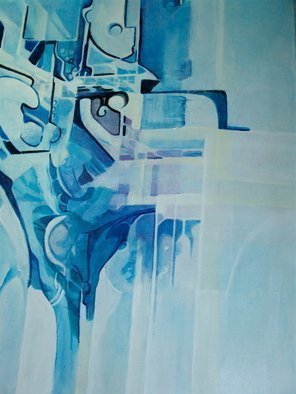 Luise Andersen, 'BLUE  Moves Me II June Three', 2008, original Painting Acrylic, 18 x 24  inches. Artwork description: 114375  Oh yes. . it moves me. . started painting on BLUE again. . the visages, just would not leave my inner 'eye' . . notice in the lower part of painting. . also layered blue hues and whites within forms and visages. . and brought out' forms' , which all are symbolic expression from my ...