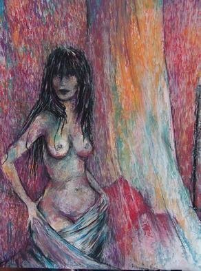 Luise Andersen, 'Boudoir', 2005, original Drawing Other, 14 x 17  inches. Artwork description: 71211 Pastel and Charcoal. . . . Started this one at Leo Evans' Studio. . was surprised, choosing reds, blues, greens, yellows. . whites. . with the charcoal. . I had it on this website. . for several days. . Then I looked at it today . . 9/ 13/ 2005. . .  with eyes. . . from aching core. . .  decided. . .  the image ...