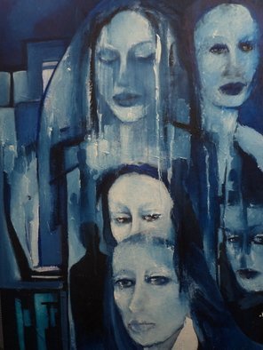 Luise Andersen, 'FEELING In BLUE  May 18 2...', 2014, original Painting Oil, 24 x 36  x 1 inches. Artwork description: 27255    . - - update of progress. . oils on canvas board brush indicates mood. . . image is experiences strong changes. . in feel. . expressions. .   ...