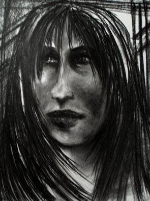 Luise Andersen, 'ONE LIE Makes Three', 2005, original Drawing Charcoal, 14 x 17  inches. Artwork description: 71211 Nov. 29, 2005. . . . . .' lock in' on her eyes. . .  this unusual way. . adds up. . .  I should start drawing' strike four' . . ?Pardon. . again, my' Galgen- Humor' . . . ,...