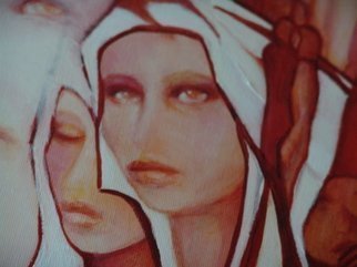 Luise Andersen, June 4 2018 detail 2 phase ..., 2008, Original Painting Acrylic, size_width{ORANGE__Visages_Forms_Veils_Aura__III_Pic_from_other_angle-1217706615.jpg} X 24 inches