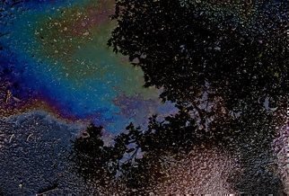 Luise Andersen, 'Reflection PKGLTOL I', 2012, original Photography Color, 17 x 21  x 1 inches. Artwork description: 49827   . . . . . captured reflections in small water puddle. . bright sun hit oil remnants from cars. . iridescence. . rainbow color like. . hues of oxidation. . or when you torch copper ( short time. . ) . texture of asphalt . . reflections of trees. .   the bad and ugly. . from environmental, and safe  point of view. . for moments had ...