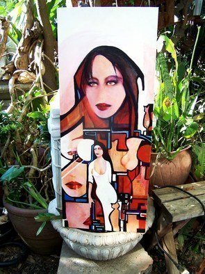 Luise Andersen, 'SOMETHING   Moves Me ', 2010, original Painting Acrylic, 12 x 30  x 2 inches. Artwork description: 60519  . . see description under previous upload next to Detail I, of today . . this photo I took in my backyard jungle. . should have moved it more to left on the fountain. . but sunlight and strong winds distracted my concentration. . still visible fine. . and colors etc. are correct. . ...
