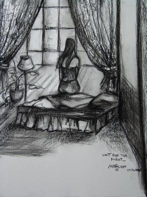 Luise Andersen, 'WAIT FOR NIGHT', 2005, original Drawing Charcoal, 14 x 17  inches. 