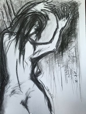 Luise Andersen, ' IN BLACK ON WHITE I JUNE...', 2015, original Drawing Charcoal, 18 x 24  x 4 inches. Artwork description: 20523   June 12, 2015- - I pursue instant, deep, strong of 'feel' . . expressed in ArtDoodle c) ...