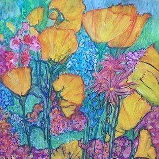 Luise Andersen, 'Express With Flowers Iv', 2017, original Watercolor, 12 x 12  inches. Artwork description: 13791 Monday, April 3, 2017-  did last touches early mirning. . delivered too :   gorgeous  comment . cool dY~Spicture of painted card taken outside, in neutral light condition, in high definition. ...