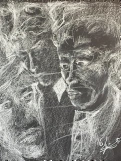 Luise Andersen, 'Page 16 Detail Stage 3', 2018, original Drawing Charcoal, 14 x 11  inches. Artwork description: 9831 started yesterday to get through tough day. . was really not as i expected. thought, get back to complete expressions if feel and move on to something else . . reluctantly, truly. . began. and then. . the lines took care of everything . is on black drawing paper in sketchbook of 40 ...