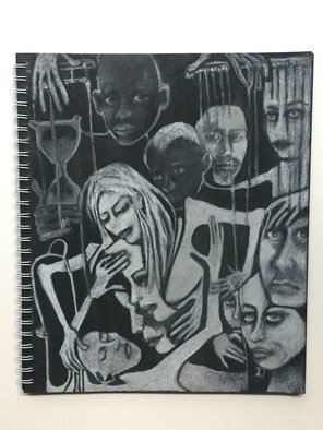 Luise Andersen, 'Page 27 Stage 13', 2018, original Drawing Charcoal, 11 x 14  inches. Artwork description: 5871 May 12,2018- did more layers of white charcoal. . in some spaces also black charcoal. emphasized expressions you will notice if you compare with previous. . expressions in imagery complete now.  is done .  have a safe, peaceful weekend. ...