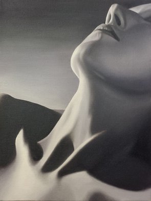 Kristen Temple; Feel, 2015, Original Painting Oil, 12 x 18 inches. Artwork description: 241  Figurative, people, portraits, black and white, female, women, sensual, human body ...