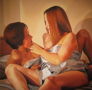 Kristen Temple; Impassioned, 2003, Original Painting Oil, 48 x 48 inches. Artwork description: 241  Figurative, people, portraits, sepia, female, women, sensual, human body, lesbian  ...