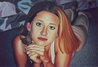 Kristen Temple; Innocent Illusions, 2003, Original Painting Oil, 36 x 24 inches. Artwork description: 241  Photorealistic ...