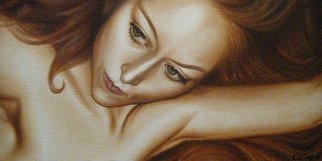 Kristen Temple; Reflection, 2012, Original Painting Oil, 24 x 12 inches. Artwork description: 241  Figurative, people, portraits, sepia, female, women, sensual, human body  ...