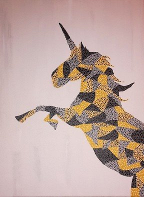 Laura Butler; Modern Unicorn, 2015, Original Painting Acrylic, 18 x 24 inches. Artwork description: 241   This piece was created using high quality acrylics on an artist canvas. The style I have used reflects a modern variation of pointillism which is used throughout my 