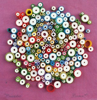 Laurie Brown; Bubbles, 2009, Original Paper, 9.5 x 9.5 inches. Artwork description: 241 This piece is unlike any of my others thus far. Each roll of paper has a center of bright white, each individual roll is meant to look like a bright soap bubble, and the compilation of all the rolls together brings to mind giant soap bubbles we ...