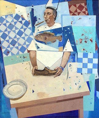 Jose Luis Lazaro Ferre, 'The Grand Chef', 2003, original Painting Oil, 98 x 116  x 1 cm. 