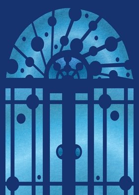 L Gonzalez; Blue Door, 2012, Original Digital Art, 20 x 28 inches. Artwork description: 241  A fun play with monochromatic styles and a slightly art deco stained glass feel. ...