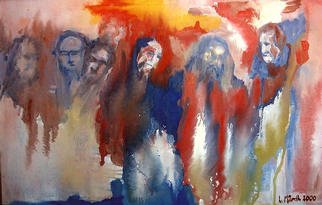 Leif M�rdh; Assembly Of Men, 2000, Original Painting Oil, 60 x 37 cm. Artwork description: 241 Oil on canvas...
