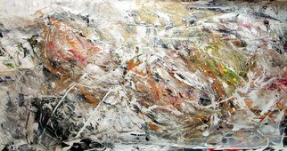 Leif Peterson; 40 Weeks, 2015, Original Painting Oil, 44 x 23 inches. Artwork description: 241     Gray Orange Purple Brown White Green Red Black Pink White Abstract Expression Impressionism Colors Vibrant Ab- Ex       ...