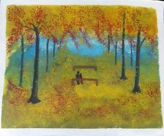 Lekshmy Sathi; Autumn, 2020, Original Painting Oil, 23 x 30 cm. Artwork description: 241 To portrait falling of leaves along with breeze. . . ...