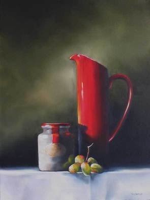Daniele Lemieux, Still Life with Ladybug, 2007, Original Painting Oil, size_width{Still_Life_in_Red_and_Green-1185821513.jpg} X 18 inches