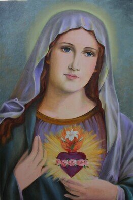 Lena Britova; Immaculate Heart Of Mary, 2022, Original Painting Oil, 16 x 24 inches. Artwork description: 241 Oil Painting on canvas. Multilayer painting.I accept orders for oil painting on canvas, portrait from photo. I can paint a portrait of a beloved woman or man, parents, friends, family, your lovely children, icons, images of saints belonging to the respective religion, paintings on which your ...