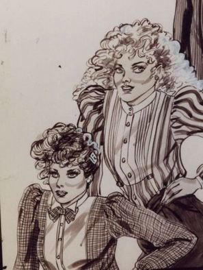 Lenore Schenk; Ladies Day, 1993, Original Watercolor, 10 x 12 inches. Artwork description: 241  two ladies, in fancy blouses.               ...